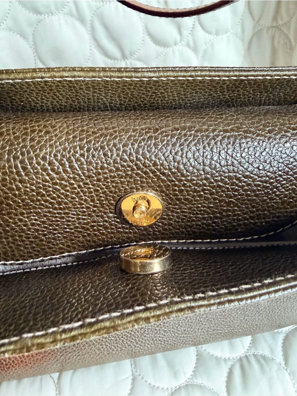 Kate Spade Made In Italy Olive Green Structured Leather Shoulder Bag